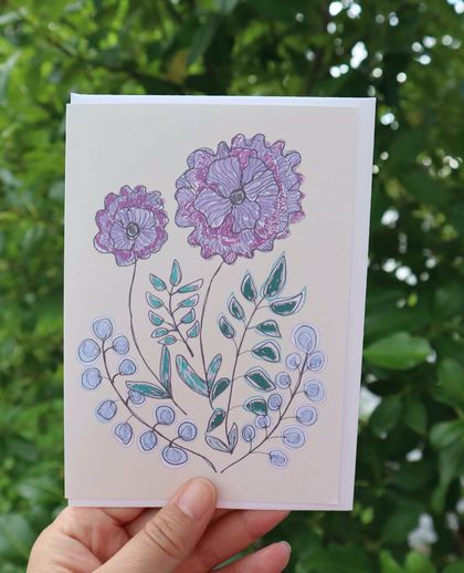 Floral Birthday or Occasion Card (Yellow) - Free NZ Shipping!